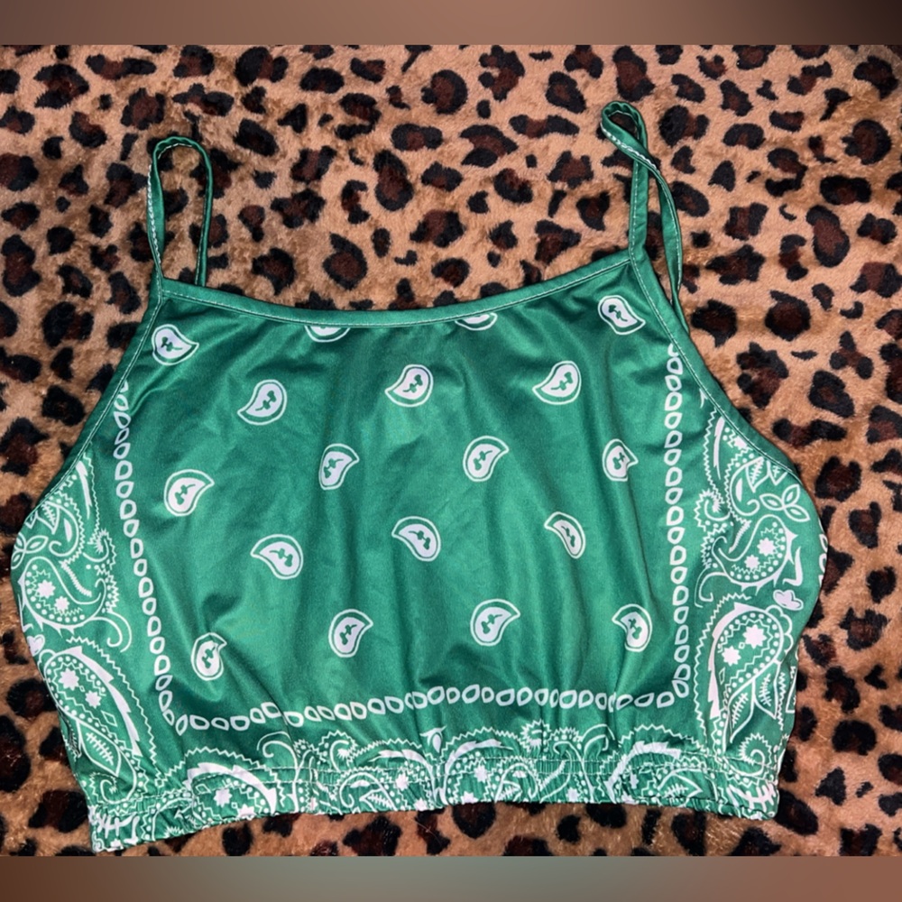 💚Green Bandana Crop Tank💚